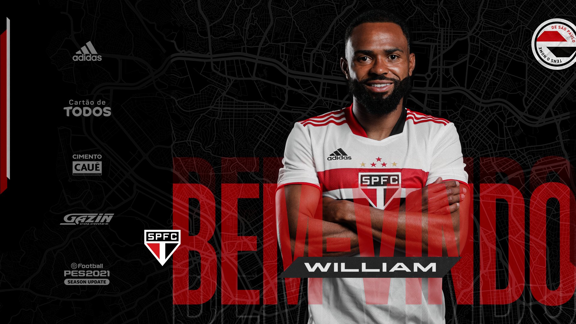 São Paulo anuncia a contratação de Willian nas redes sociais. (Foto: Reprodução Twitter)
