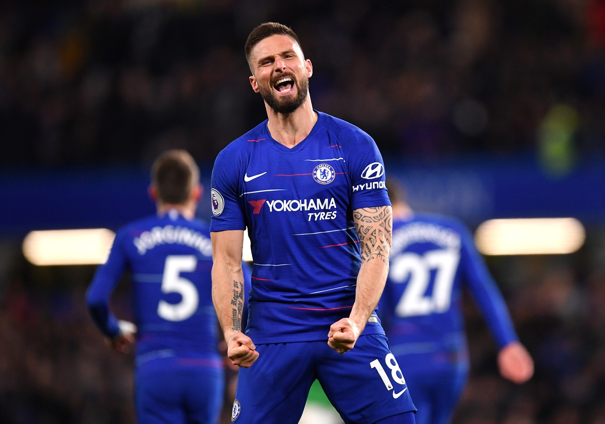 Giroud, do Chelsea, comemora gol. Foto: Getty Images