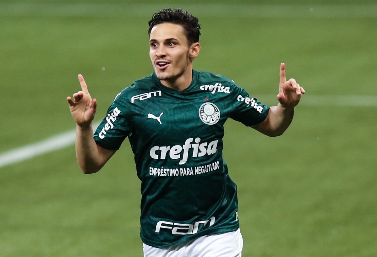 Comemoração de gol de Raphael Veiga, do Palmeiras. Foto: Getty Images