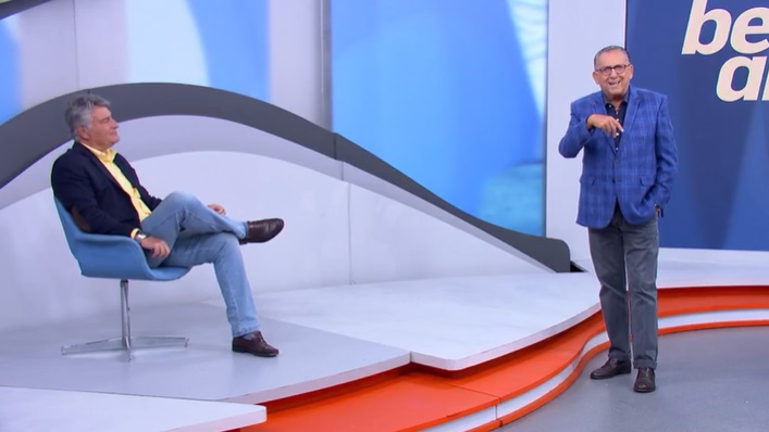 Galvão Bueno e Cleber Machado no programa 'Bem, Amigos'. Foto: (Reprodução TV)