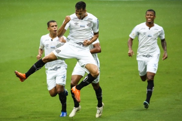 Celebración del gol del Santos.  Foto: AGIF