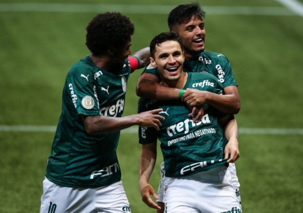 Comemoração de gol do Palmeiras. Foto: Getty Images