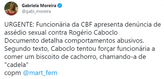 Informações da repórter Gabriela Moreira (Foto: Reprodução/Twitter)