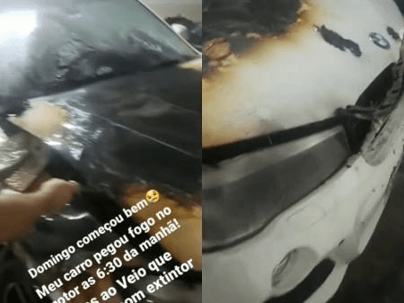 Imagem do carro queimado. (Foto: Arquivo pessoal)