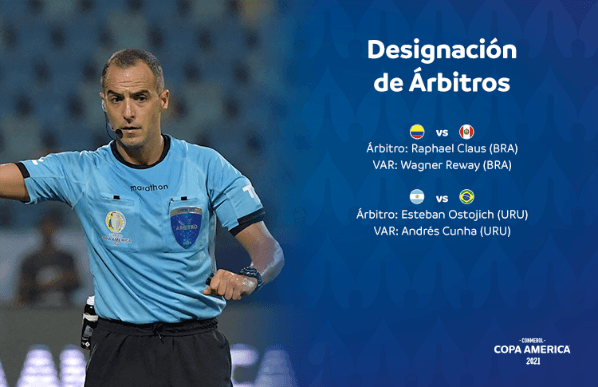Arbitragem definida paraos jogos da final e terceiro e quarto lugar da Copa América. (Foto: reprodução Twitter Copa América)