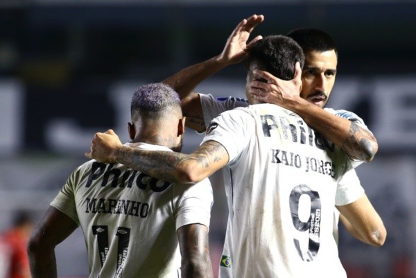 Comemoração de gol do Santos. Foto: Getty Images