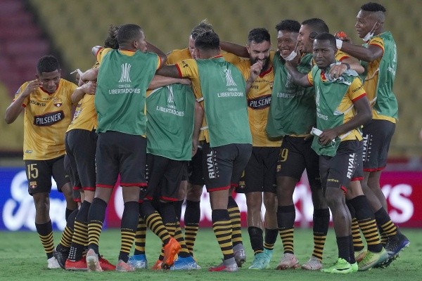 Barcelona de Guayaquil comemorando gol na Libertadores. (Foto: Getty Images) Barcelona de Guayaquil comemorando gol na Libertadores. (Foto: Getty Images)