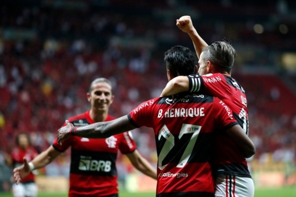 Comemoração de gol do Flamengo. Foto: Getty Images