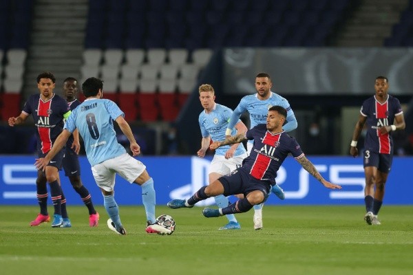PSG em campo contra o Manchester City pela Champions League passada. (Foto: Getty Images)