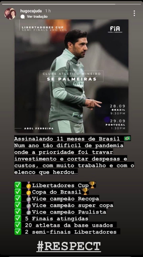 Foto: Reprodução/Instagram Oficial @hugocajuda