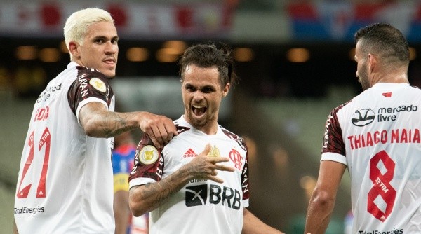 CE - Fortaleza - 09/10/2021 - BRASILEIRO A 2021, FORTALEZA X FLAMENGO - Michael jogador do Flamengo comemora seu gol durante partida contra o Fortaleza no estadio Arena Castelao pelo campeonato Brasileiro A 2021. Foto: Kely Pereira/AGIF