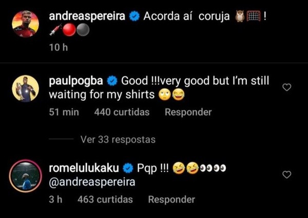 Torcedores foram a loucura com o comentário | Crédito: Reprodução/Instagram