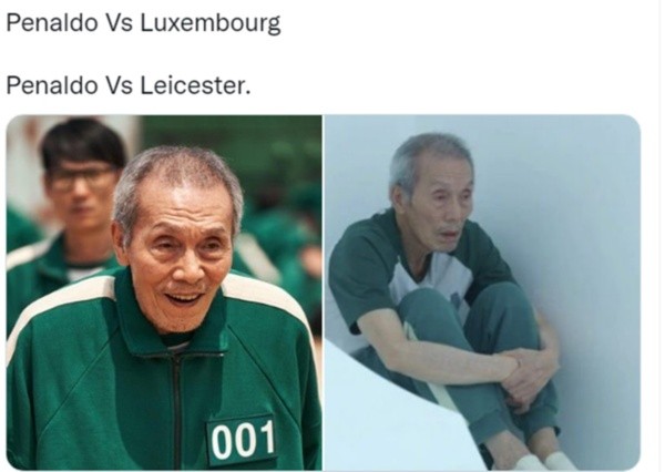Meme com referência à série Round 6. Foto: Reprodução/Twitter