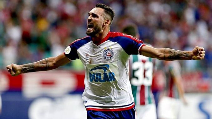 Gilberto comemorando gol do Bahia (Felipe Oliveira/EC Bahia)