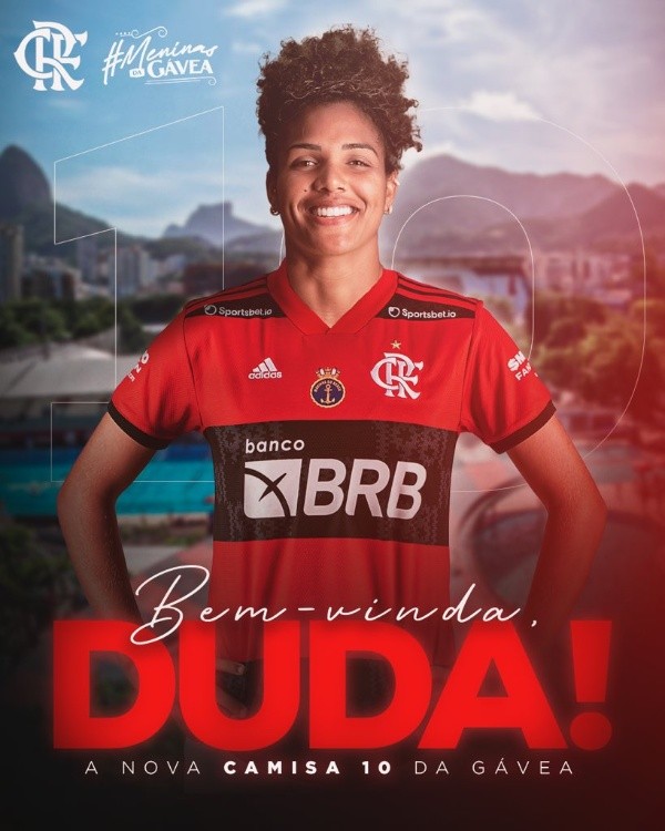 Foto: Divulgação/Flamengo | Flamengo anunciou a contratação de Duda, meia da seleção brasileira nos Jogos de Tóquio Foto: Divulgação/Flamengo | Flamengo anunciou a contratação de Duda, meia da seleção brasileira nos Jogos de Tóquio