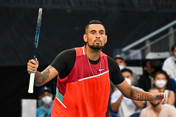 Nick Kyrgios em ação na primeira rodada do Grand Slam australiano. Créditos: Getty Images