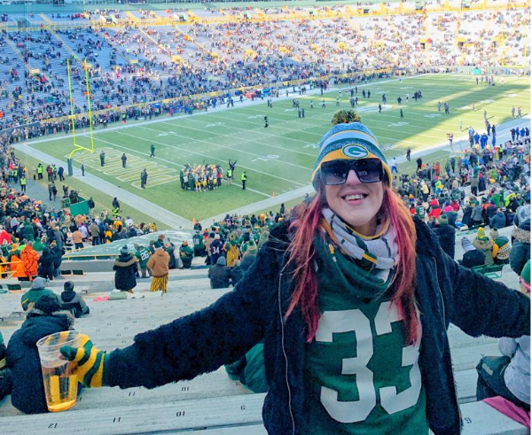 Foto: Arquivo pessoal - Мia Mastrocolo no Lambeau Field