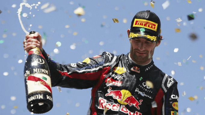 Foto twitter oficial Red Bull - Mark Weber festejando vitória, enquanto defendia equipe austríaca Foto twitter oficial Red Bull - Mark Weber festejando vitória, enquanto defendia equipe austríaca