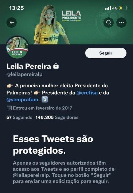 Leila Pereira trancou sua conta no twitter. Foto: Rreprodução