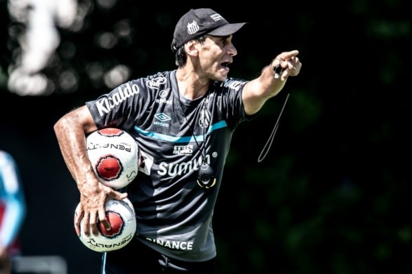 Fabián Bustos tenta fazer um bom trabalho para o Santos (Foto: Ivan Storti/Santos FC)