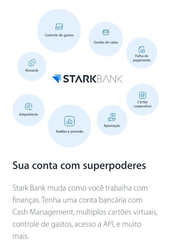 Reprodução/Site oficial da Stark Bank - Alguns dos serviços oferecidos pela empresa.