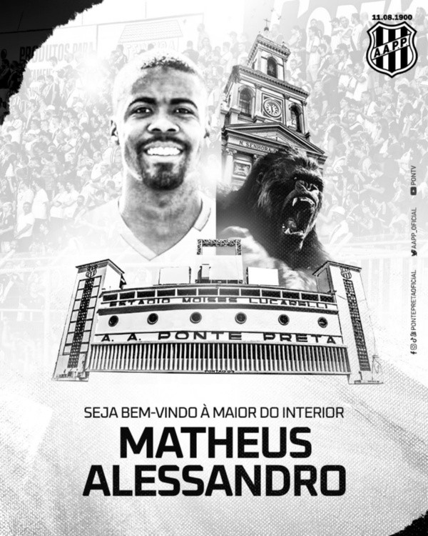 Foto: Divulgação/Ponte Preta – Matheus Alessandro teve seu nome publicado no BID