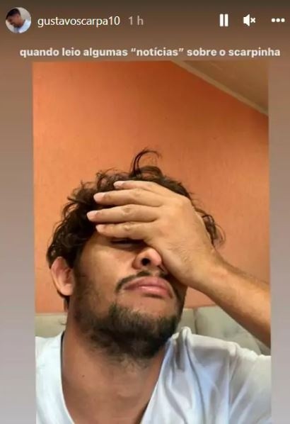Postagem de Scarpa sobre aas especulações indicando sua saída do Palmeiras