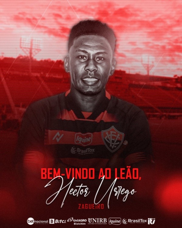 Foto: Divulgação/EC Vitória – Urrego é o mais novo reforço do Leão para a temporada