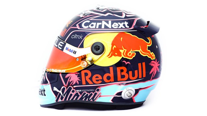 Capacete que Max Verstappen usará em Miami (Foto: Red Bull)