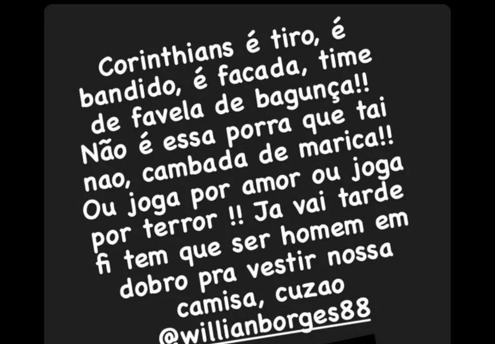 Foto: Reprodução | Mensagem postada pelo torcedor