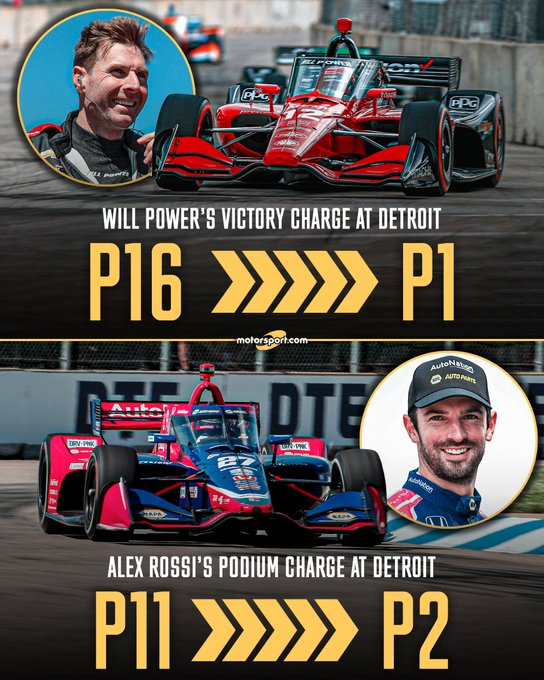 Imagem IndyCar - Foto mostra como os dois primeiros começaram a corrida, P16 e P11 respectivamente 