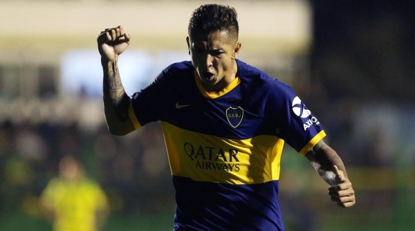 BUENOS AIRES, ARGENTINA - OCTOBER 06: Agustin Almendra of Boca Juniors celebrates after scoring during a match between Defensa y Justicia and Boca Juniors as part of Superliga Argentina 2019/20 at Norberto Tomaghello Stadium on October 6, 2019 in Florencio Varela, Argentina. (Photo by Daniel Jayo/Getty Images)-Not Released (NR) BUENOS AIRES, ARGENTINA - OCTOBER 06: Agustin Almendra of Boca Juniors celebrates after scoring during a match between Defensa y Justicia and Boca Juniors as part of Superliga Argentina 2019/20 at Norberto Tomaghello Stadium on October 6, 2019 in Florencio Varela, Argentina. (Photo by Daniel Jayo/Getty Images)-Not Released (NR)