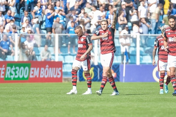 R.Pierre/AGIF/ Pedro comemorando gol contra o Avaí. 