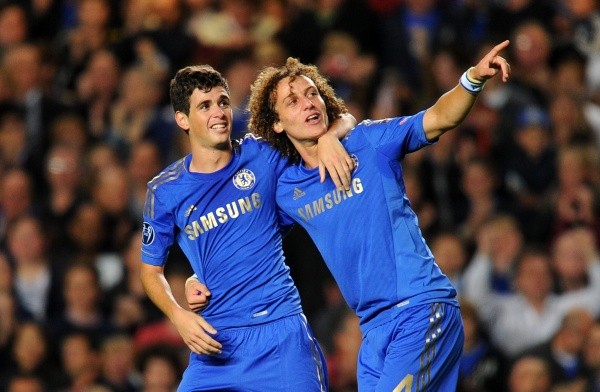 Getty Images/Mike Hewitt – David Luiz e Oscar jogaram juntos no Chelsea