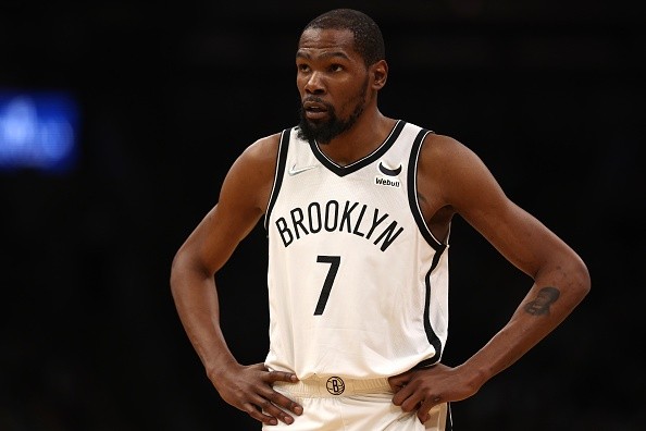 Durant pelos Nets na última temporada. Créditos: Maddie Meyer/Getty Images