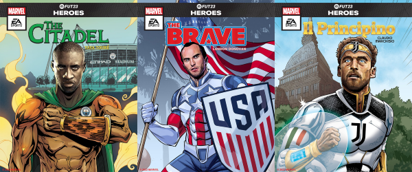 Yaya Touré, Landon Donovan e Claudio Marchisio (Reprodução/EA e Marvel)