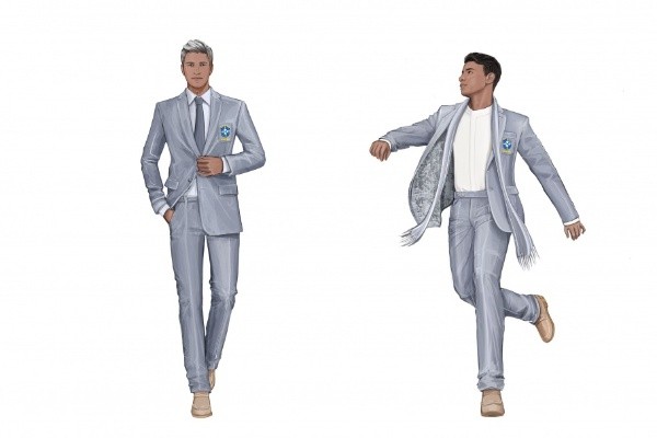 Foto: Divulgação / CBF | Desenhos dos ternos que serão usados por comissão técnica e jogadores (dir.)