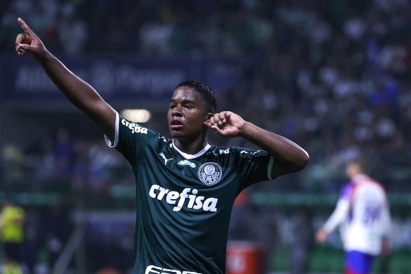 Marcello Zambrana/AGIF/ Endrick comemorando gol contra o Fortaleza. Marcello Zambrana/AGIF/ Endrick comemorando gol contra o Fortaleza.