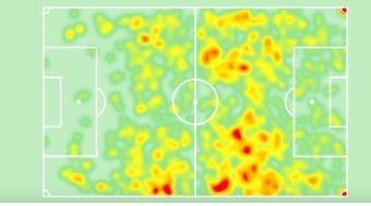 Foto: Divulgação/Site oficial Sofscore - Mapa de calor de Osório nas últimas cinco partidas
