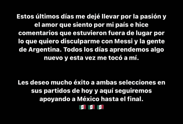 Foto: Reprodução/Instagram. Canelo Alvarez pede desculpas a Messi