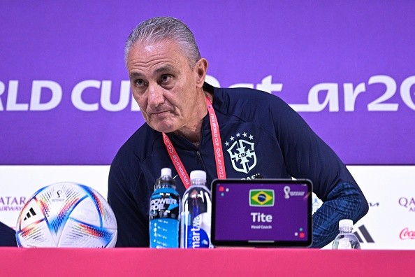 DOHA, QATAR - DECEMBER 04: Head coach of Brazil Tite during the Brazil Press Conference at the Main  Media Center on December 4, 2022 in Doha, Qatar. (Photo by Pedro Vilela/Getty Images)