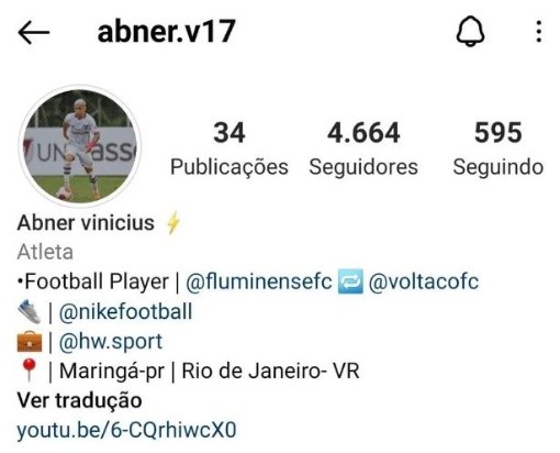 Abner indicou seu destino em sua rede social – Foto: Reprodução do perfil do jogador no Instagram