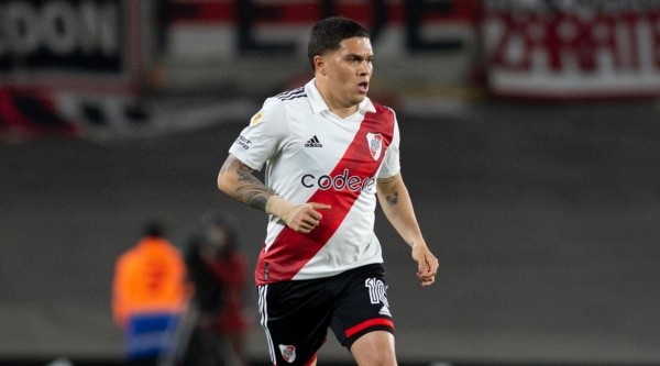 BUENOS AIRES, ARGENTINA - 2022/08/13: Juan Fernando Quintero of River Plate in action during the Liga profesional 2022 match between River Plate and Newell's Old Boys at Estadio Monumental Antonio V. Liberti. (Final score: River Plate 4-1 Newell´s Old Boys). (Photo by Manuel Cortina/SOPA Images/LightRocket via Getty Images)-Not Released (NR)
