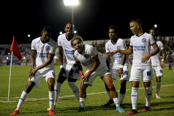 Foto: (Felipe Oliveira/EC Bahia) - Vitor Jacaré e Kayky marcaram os gols do Bahia Foto: (Felipe Oliveira/EC Bahia) - Vitor Jacaré e Kayky marcaram os gols do Bahia